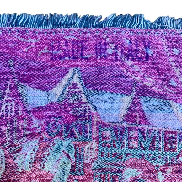 VTG Italian Tapestry Wall Hanging Elegant 19th Century Garden Scene Courting - Picture 9 of 12